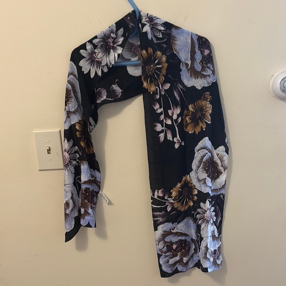 Cynthia Rowley Floral Black and White Scarf